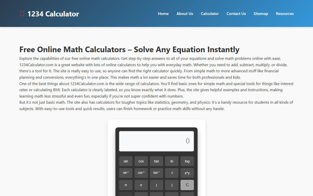 1234calculator.com screenshot