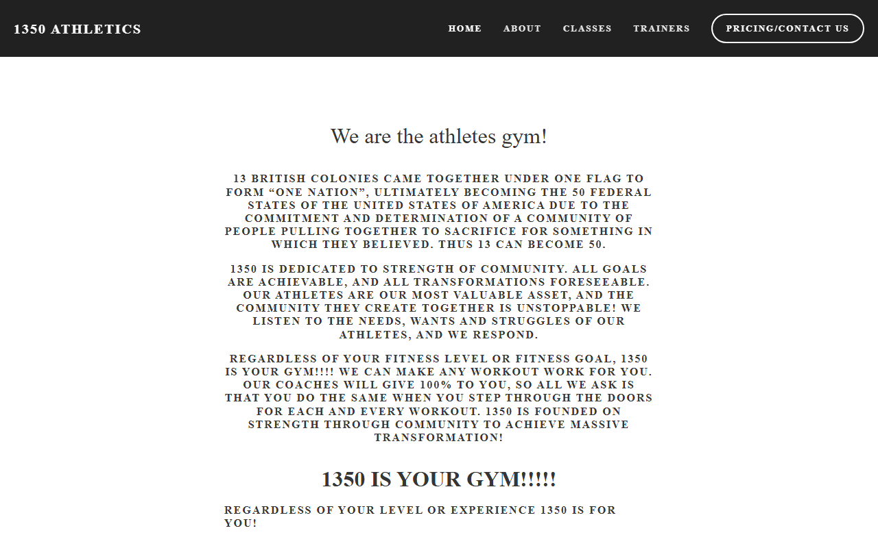 1350athletics.com screenshot