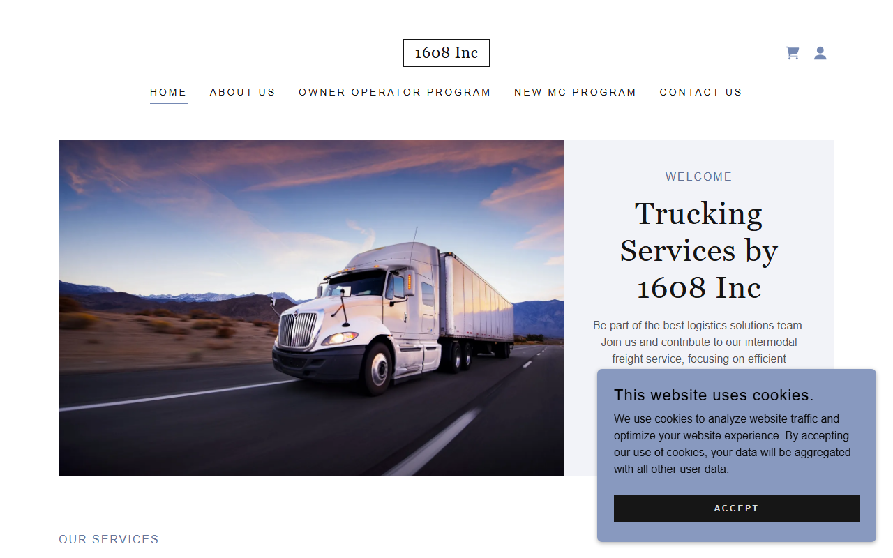 1608truckinginc.com screenshot