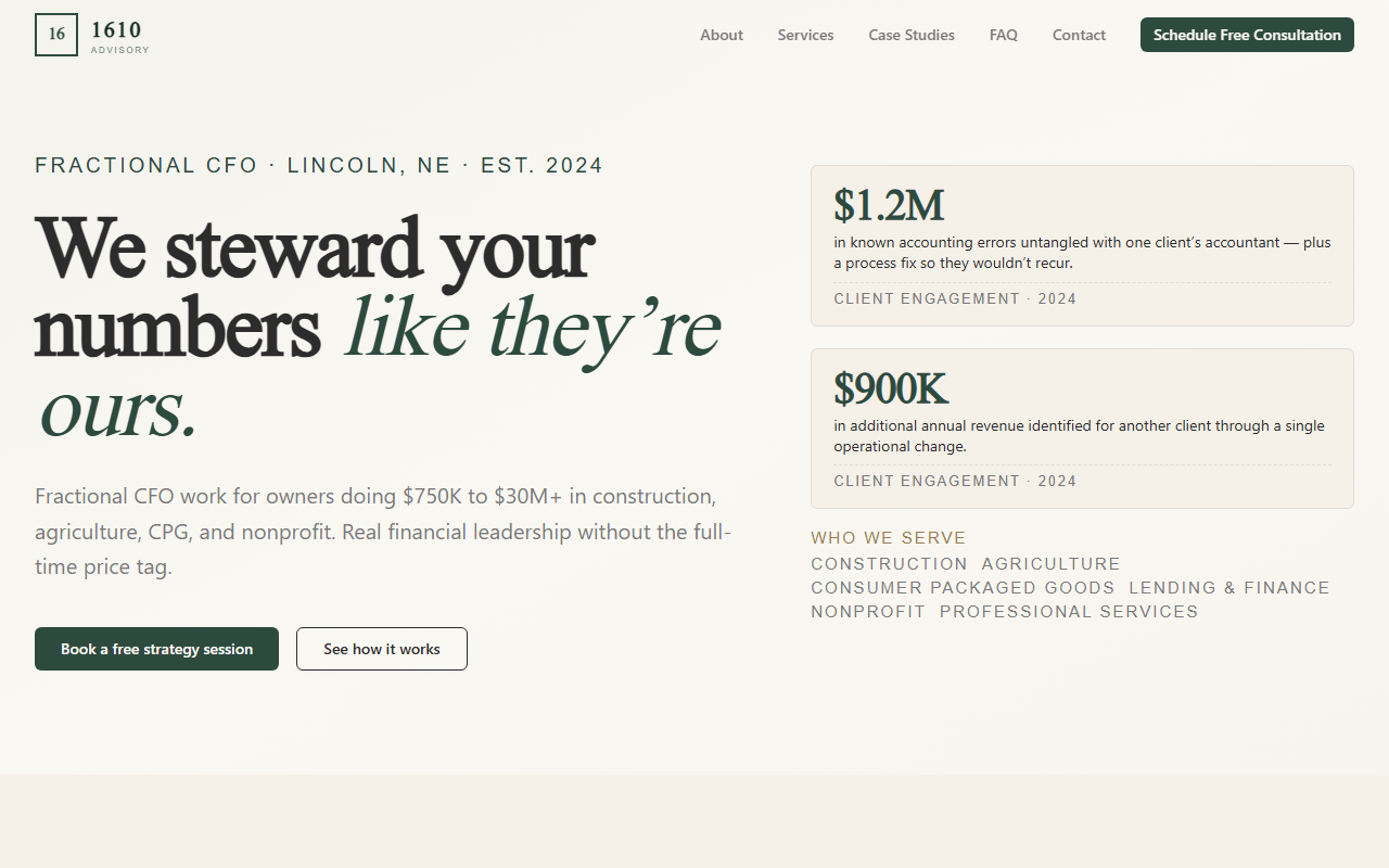 1610advisory.com screenshot