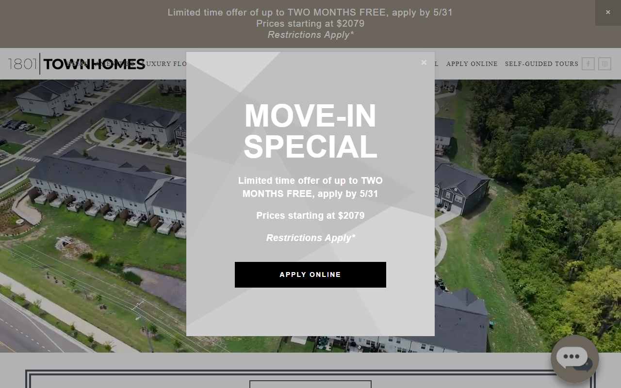 1801townhomes.com screenshot