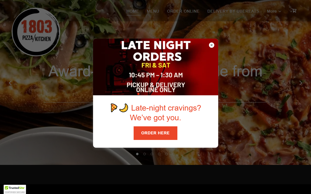 1803pizzakitchen.com screenshot