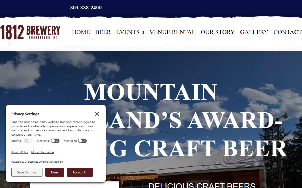 1812brewery.com screenshot