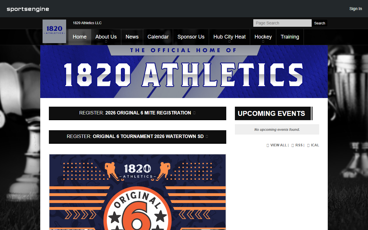 1820athletics.com screenshot