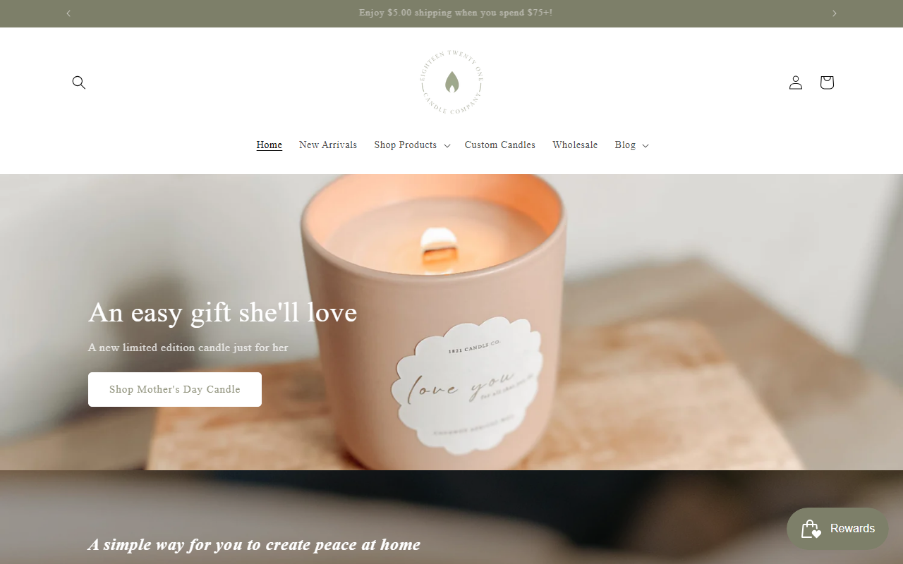 1821candleco.com screenshot