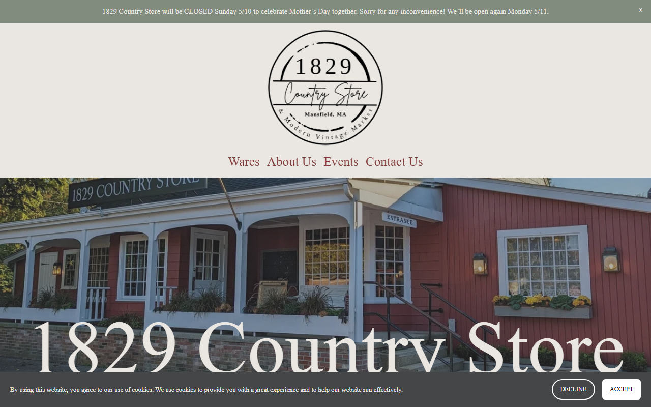 1829countrystore.com screenshot