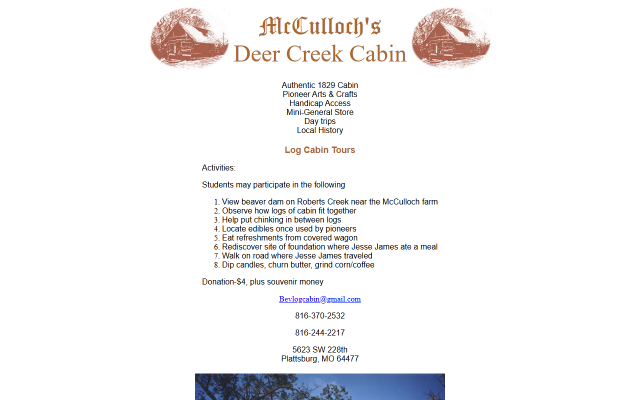 1829logcabin.com screenshot