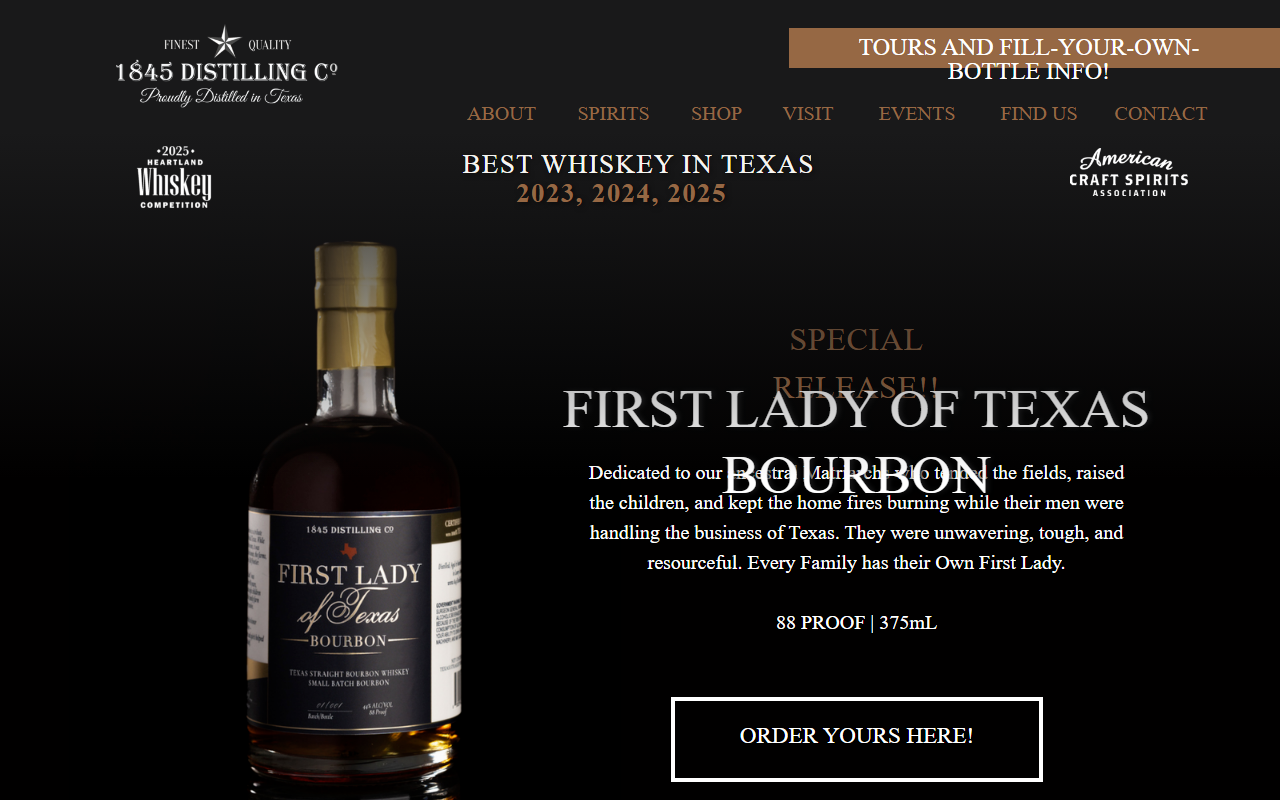 1845distillery.com screenshot