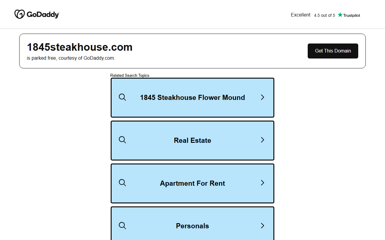 1845steakhouse.com screenshot