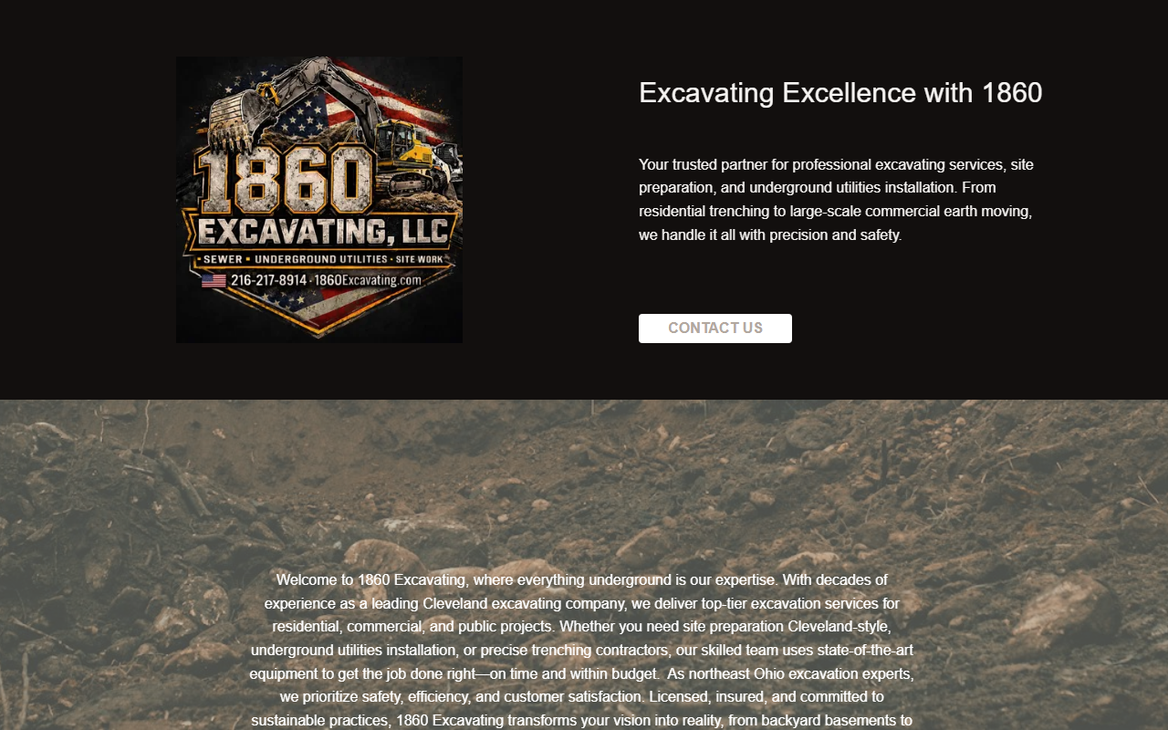 1860excavating.com screenshot