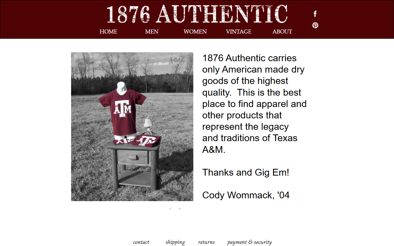 1876authentic.com screenshot