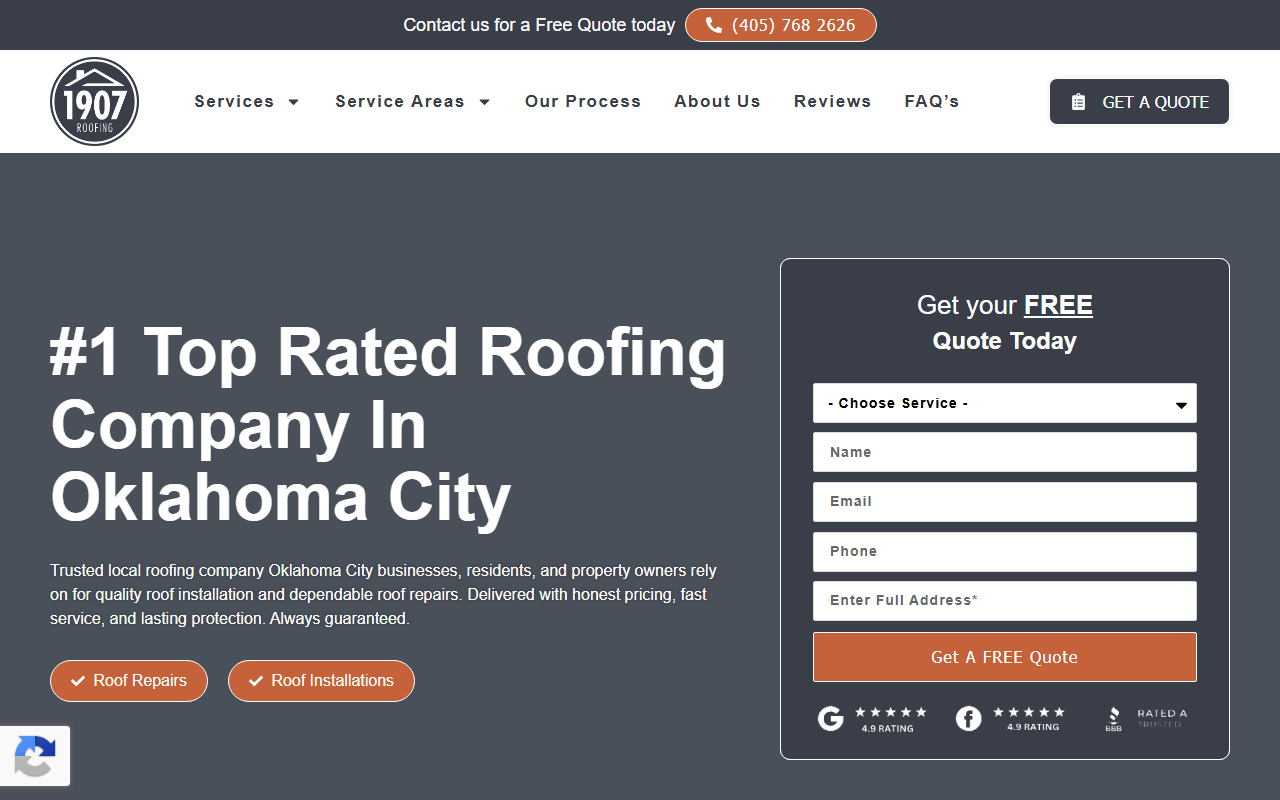 1907roofing.com screenshot