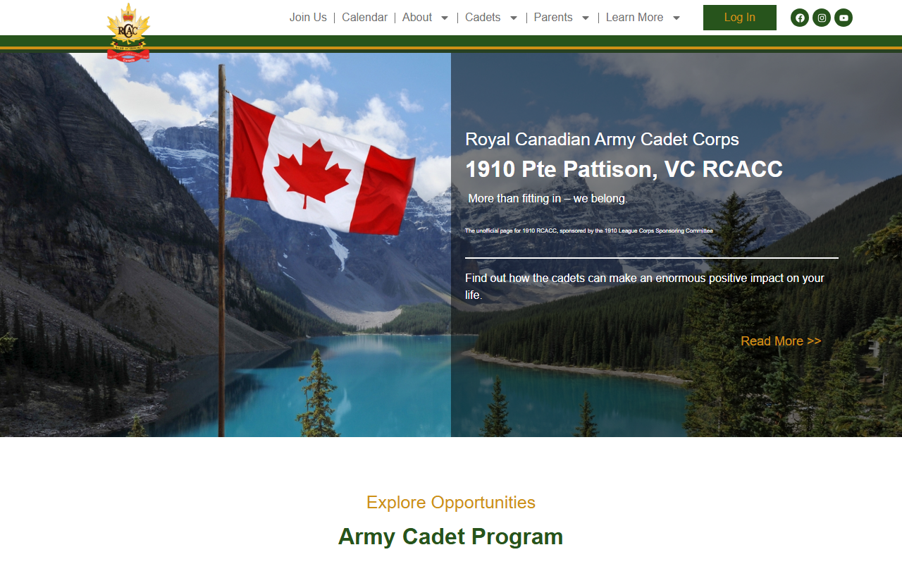 1910armycadets.com screenshot