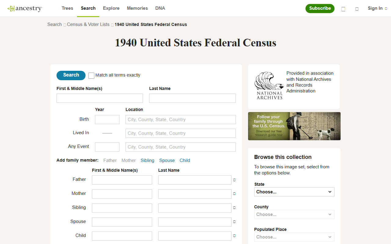 1940uscensus.com screenshot