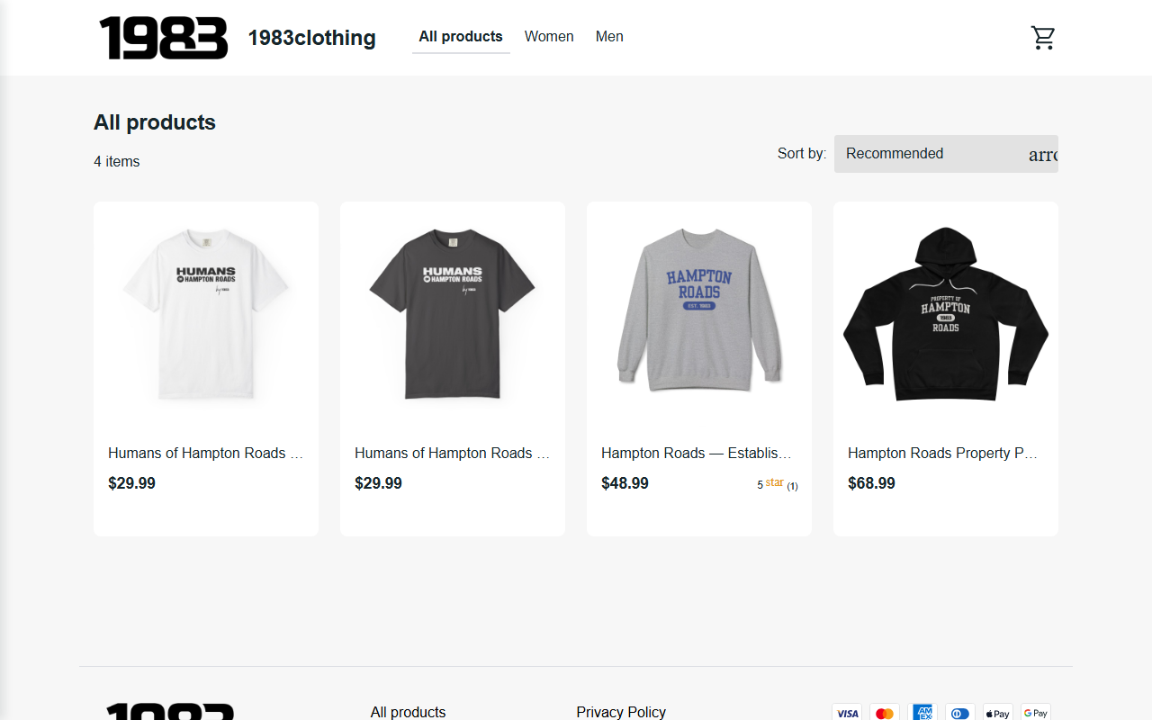 1983clothing.com screenshot