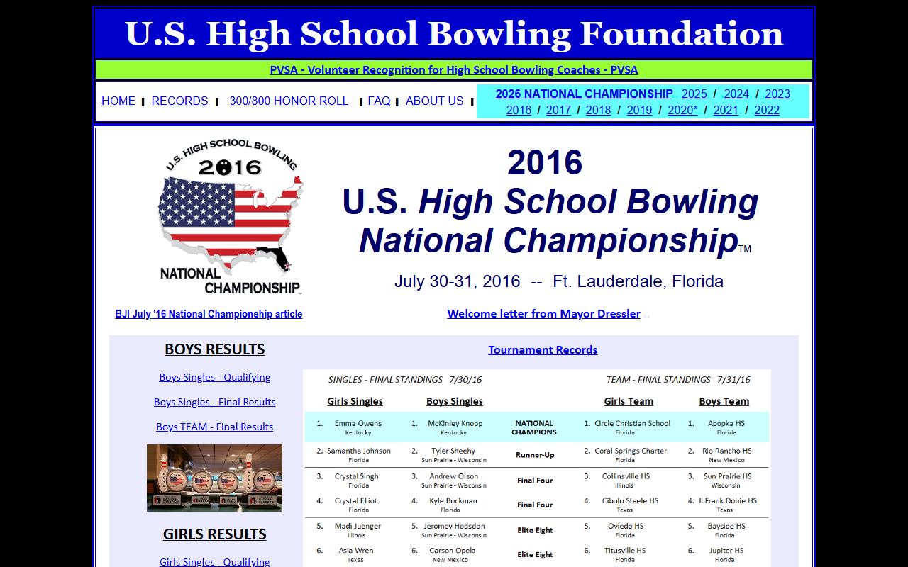 2016bowling.com screenshot