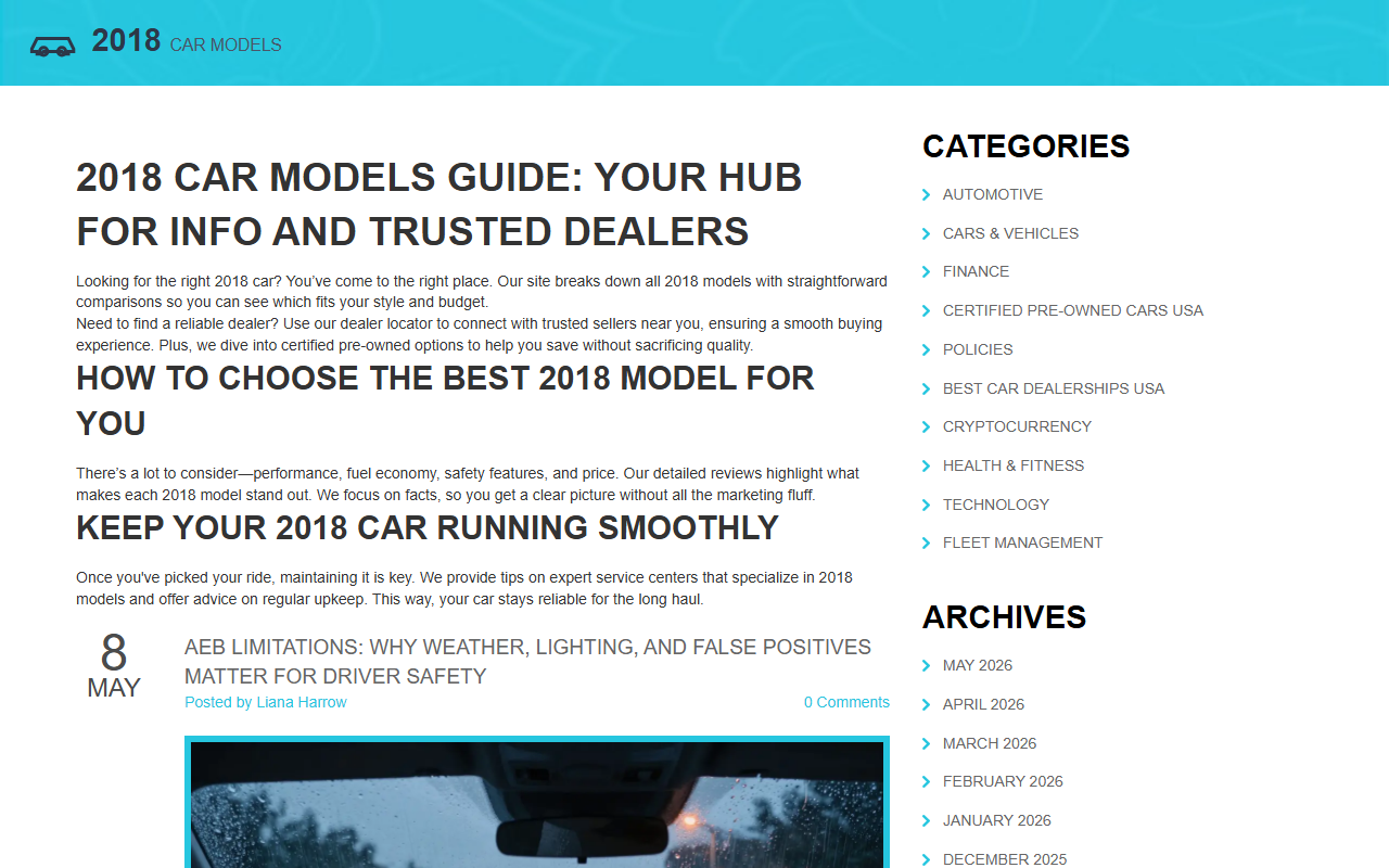2018newcarmodels.com screenshot