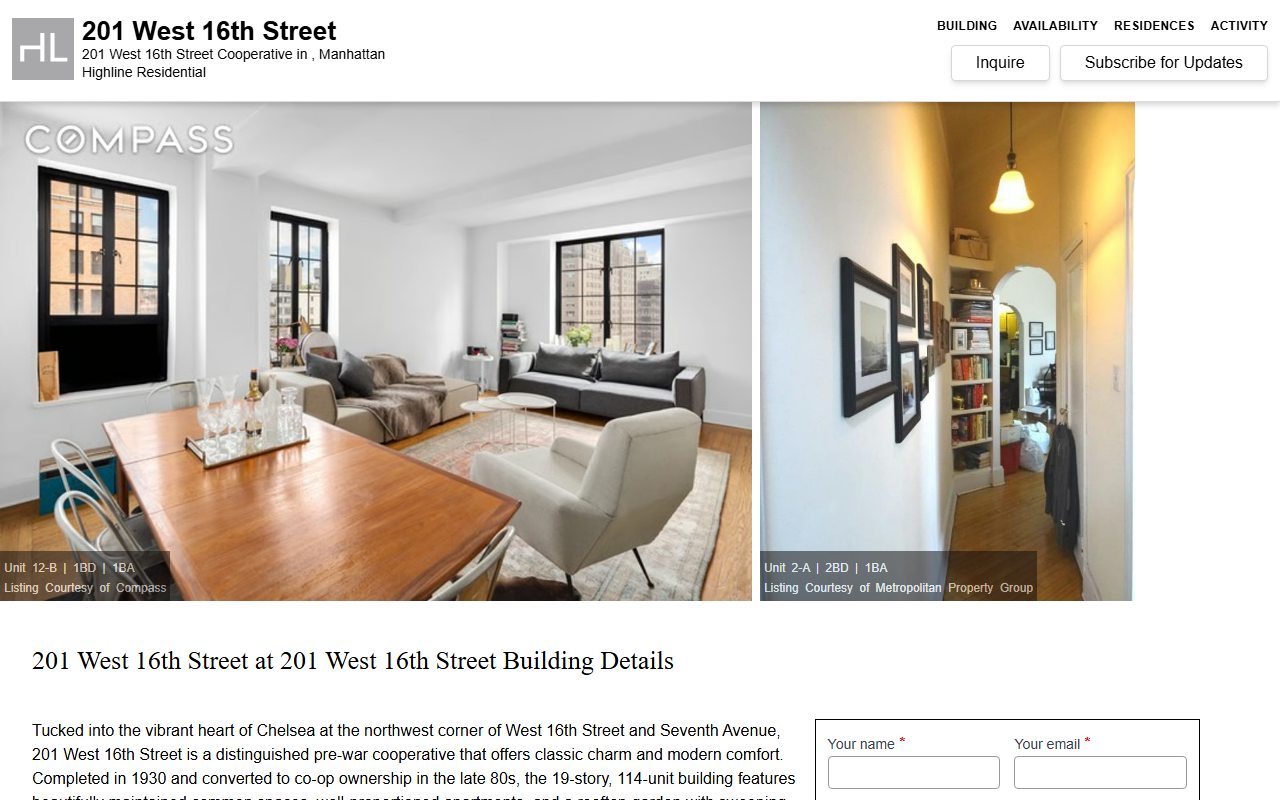 201west16th.com screenshot