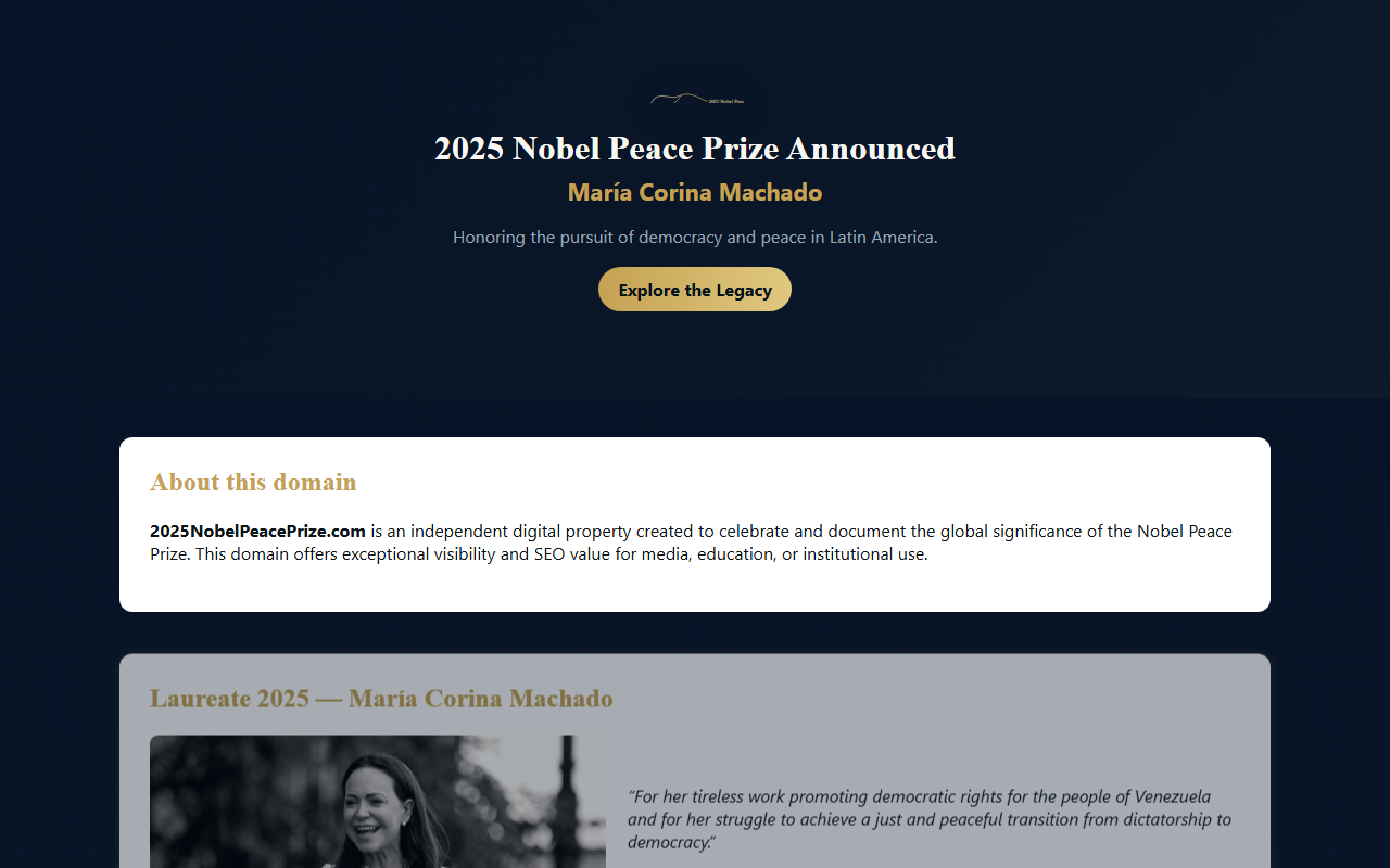 2025nobelpeace.com screenshot