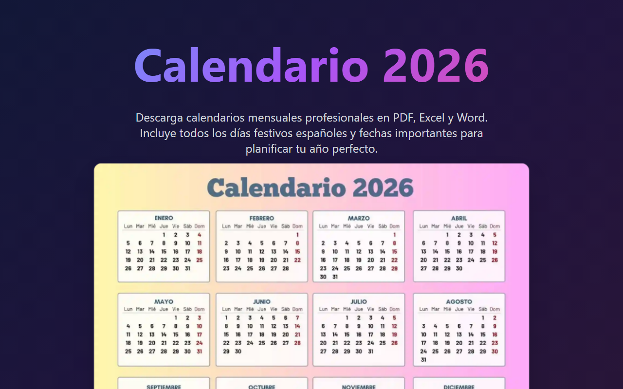 2026calendario.com screenshot