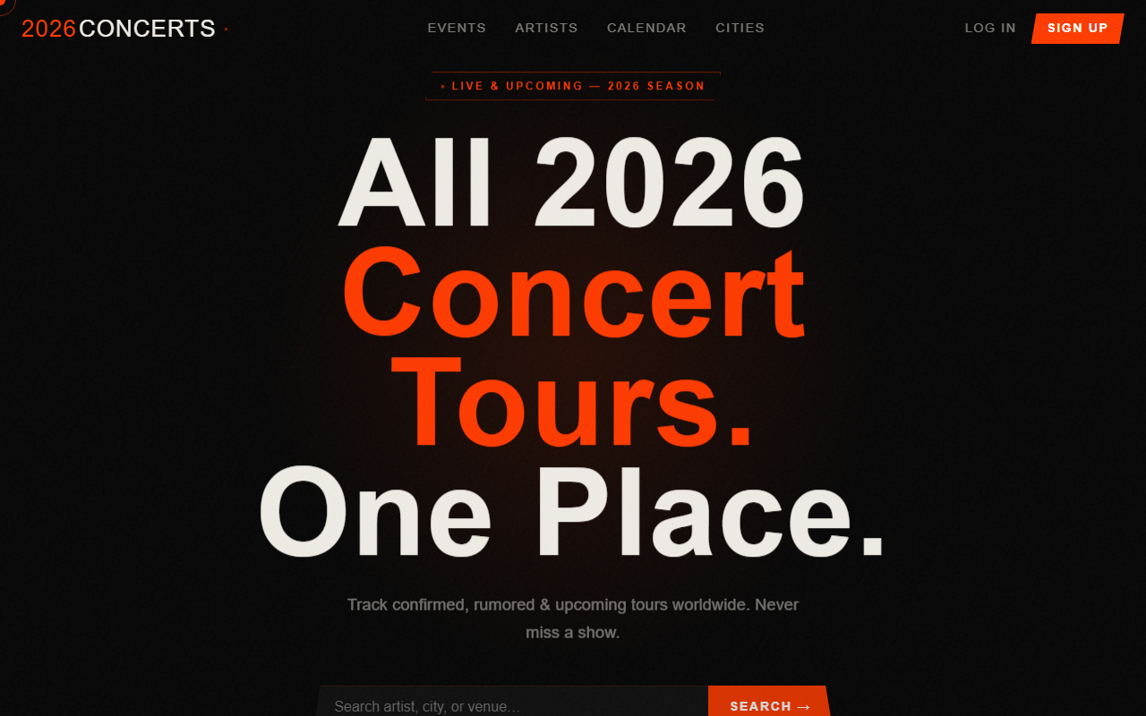 2026concerts.com screenshot