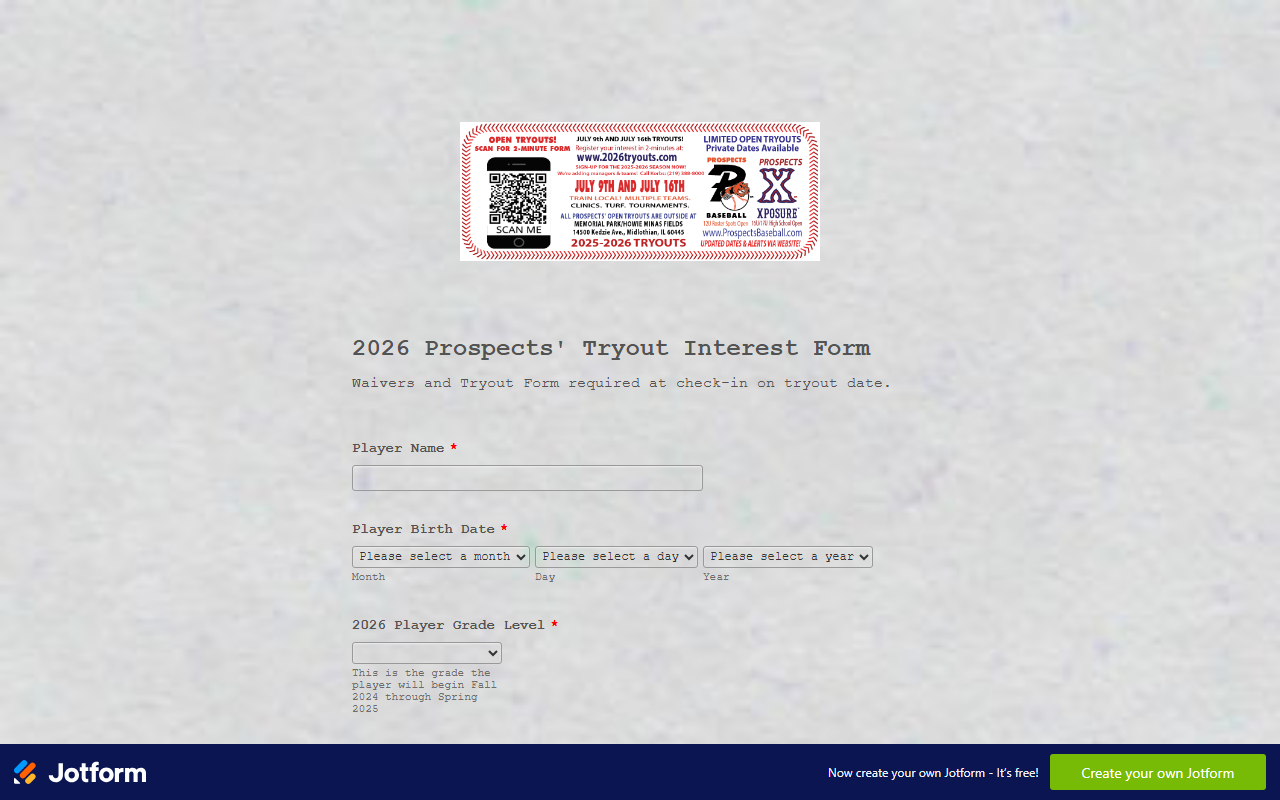 2026tryouts.com screenshot