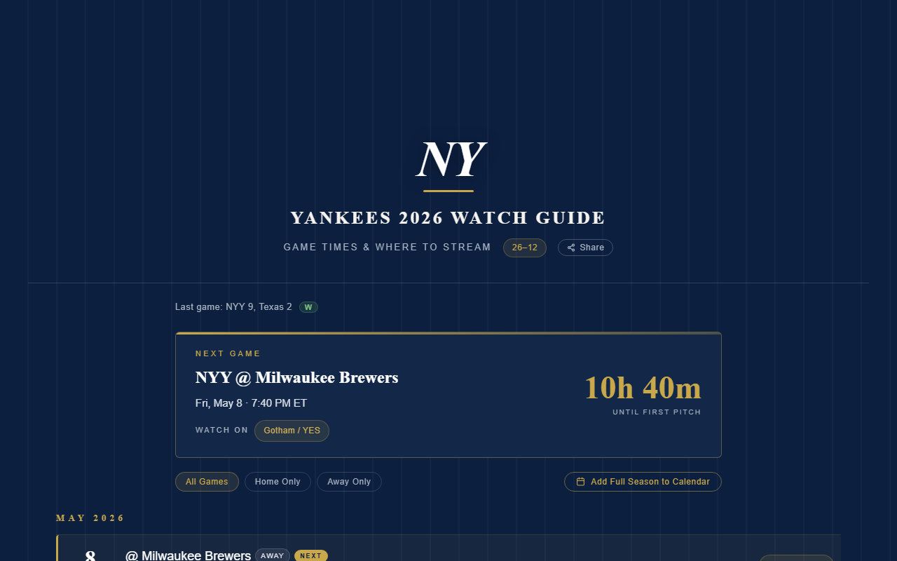 2026yankees.com screenshot