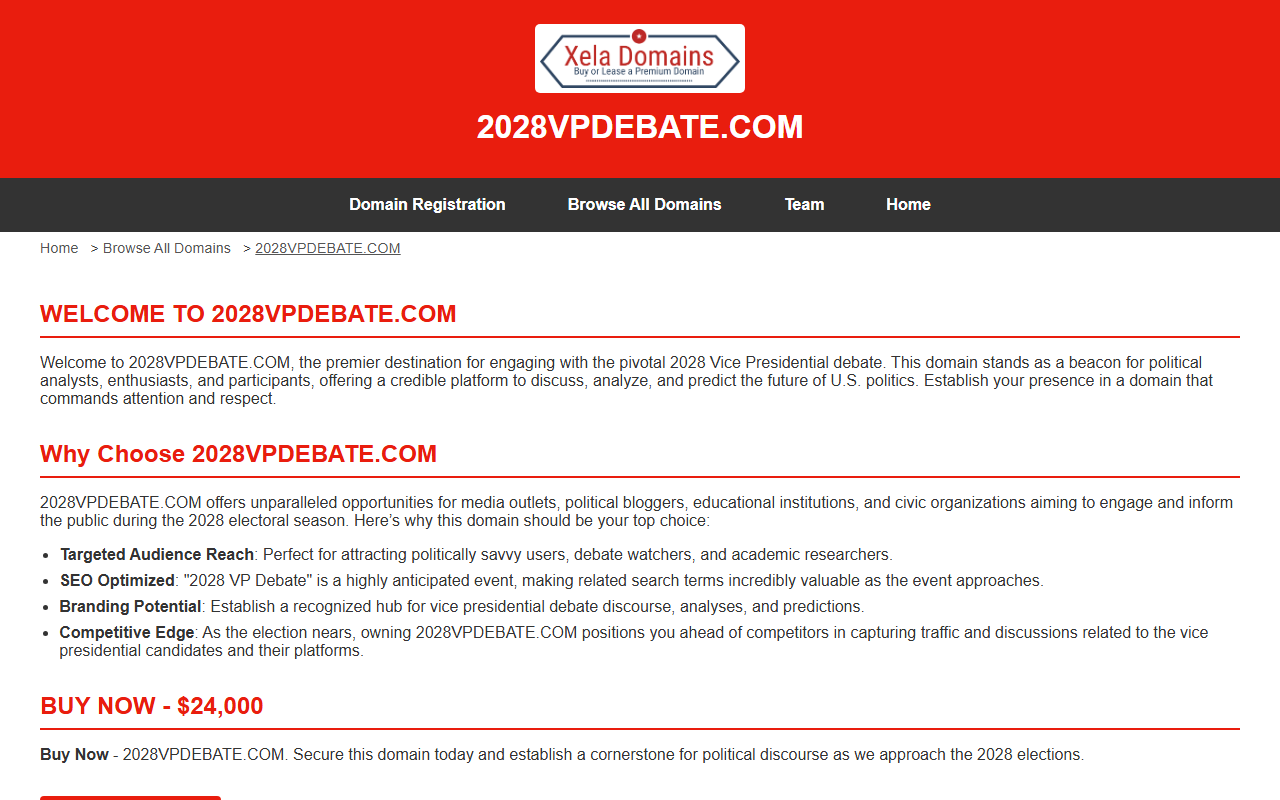 2028vpdebate.com screenshot
