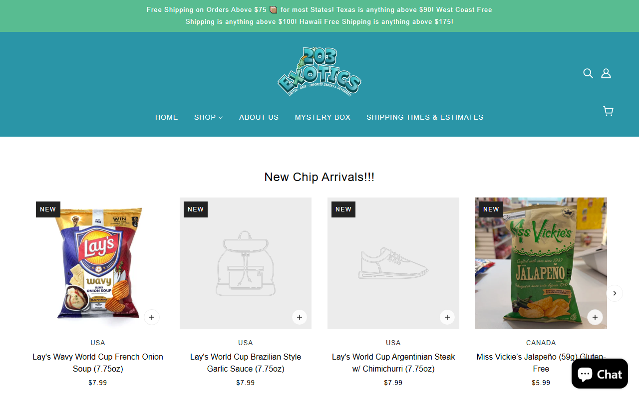 203exoticsnacks.com screenshot