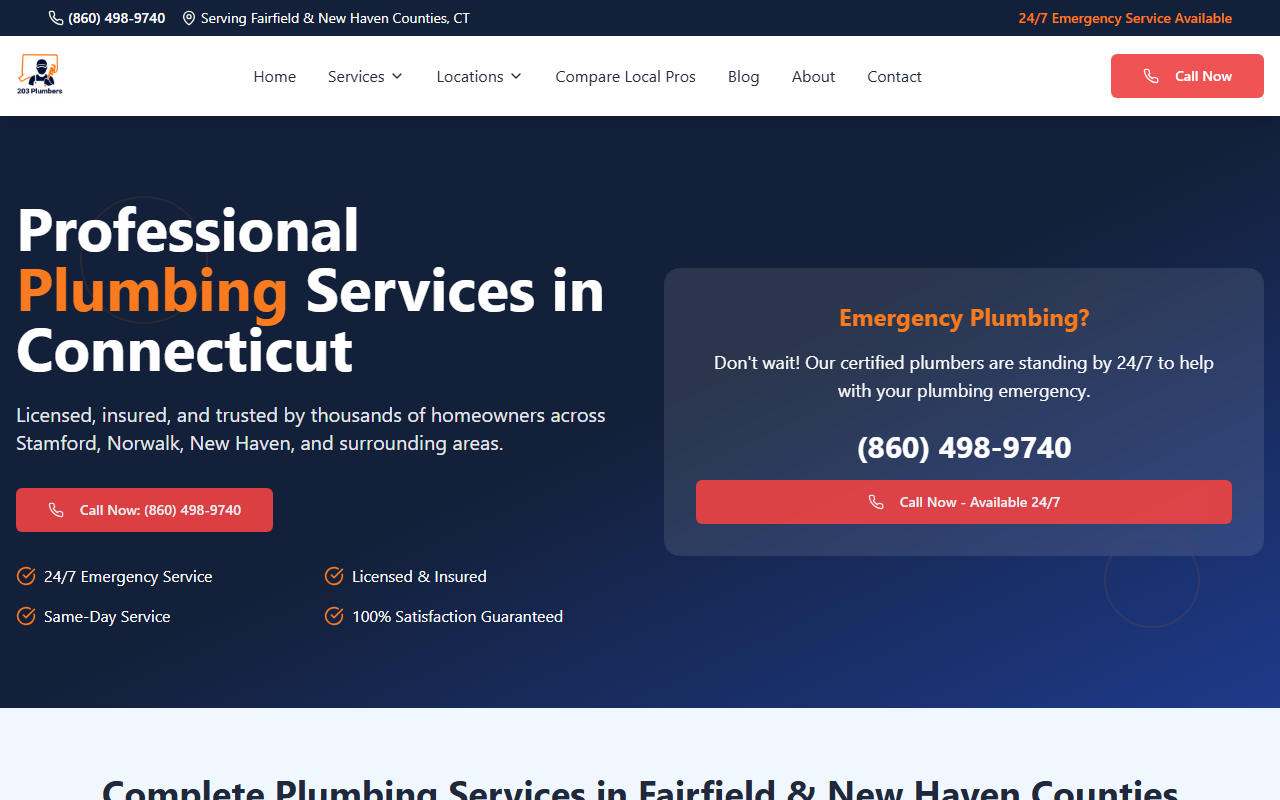 203plumbers.com screenshot