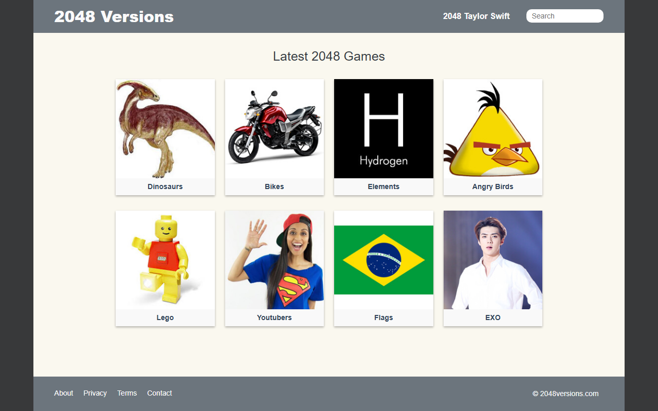 2048versions.com screenshot