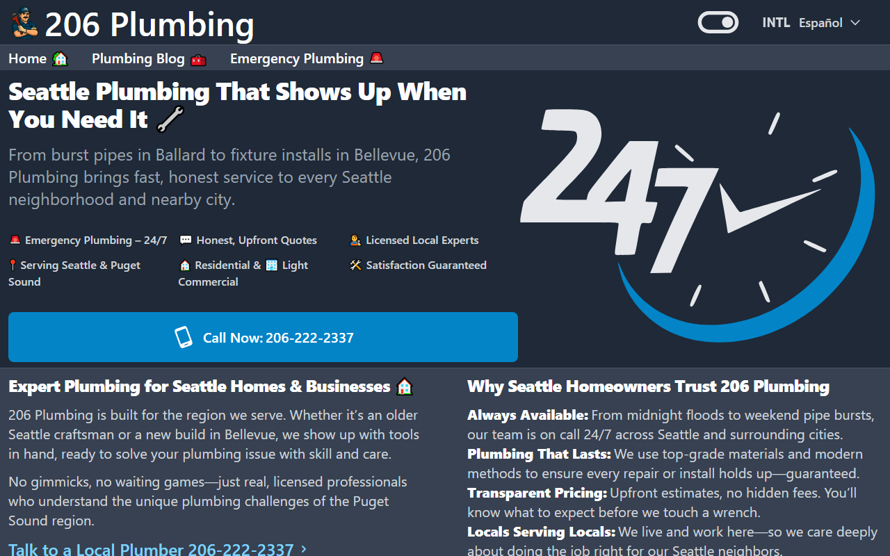 206plumbing.com screenshot