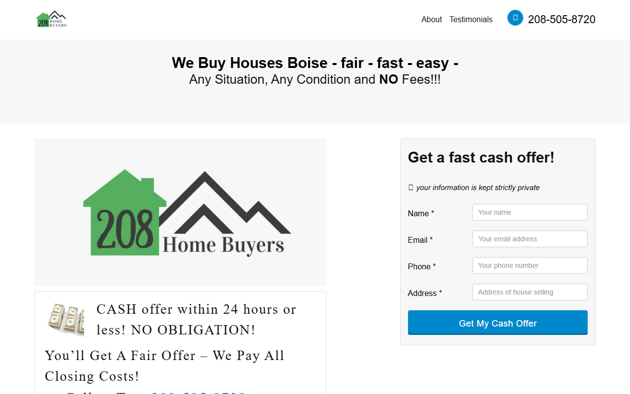 208homebuyers.com screenshot