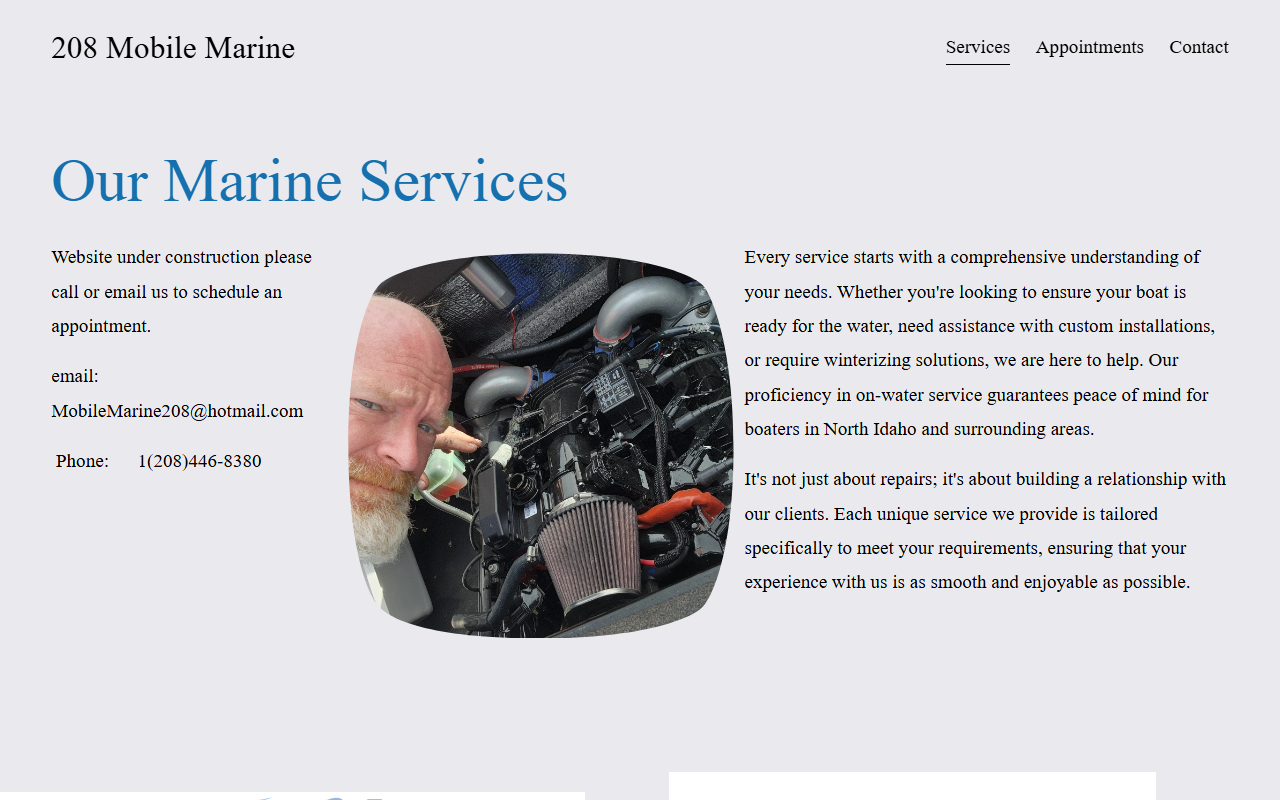 208mobilemarine.com screenshot