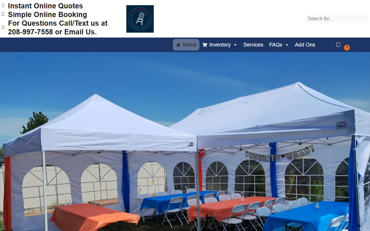 208partyrentals.com screenshot