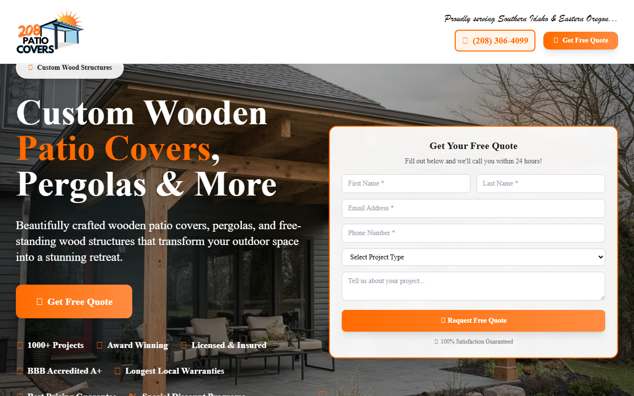 208patiocovers.com screenshot