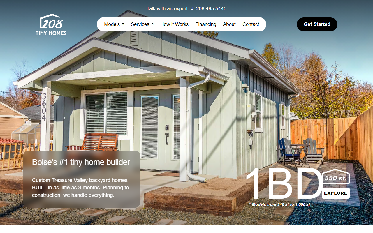 208tinyhomes.com screenshot