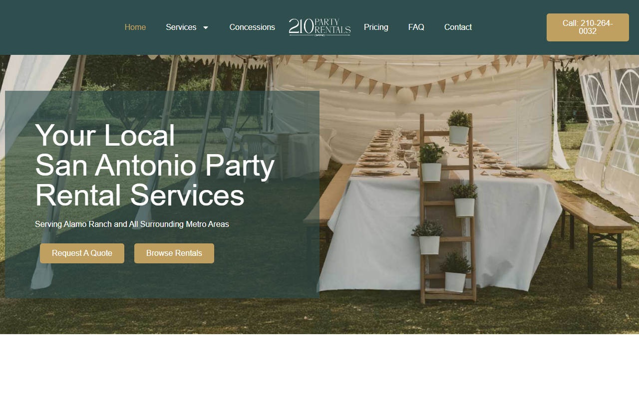 210partyrentals.com screenshot