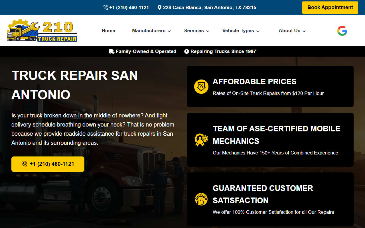 210truckrepair.com screenshot