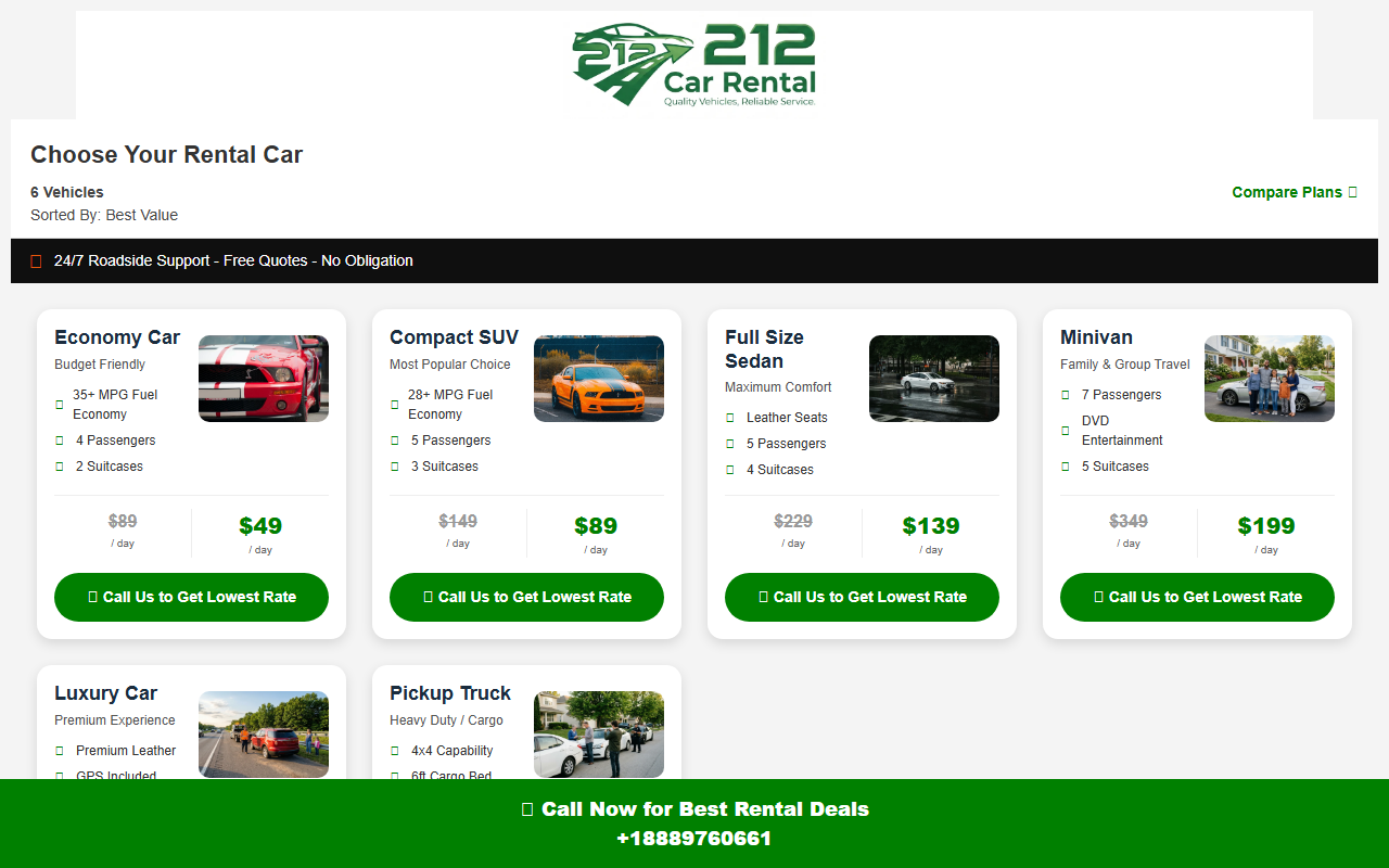 212carrental.com screenshot