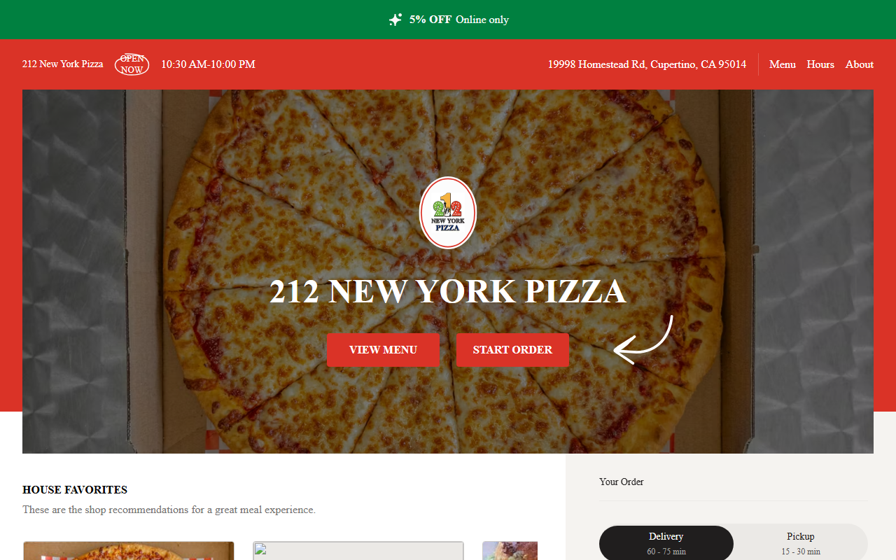 212nypizzamenu.com screenshot