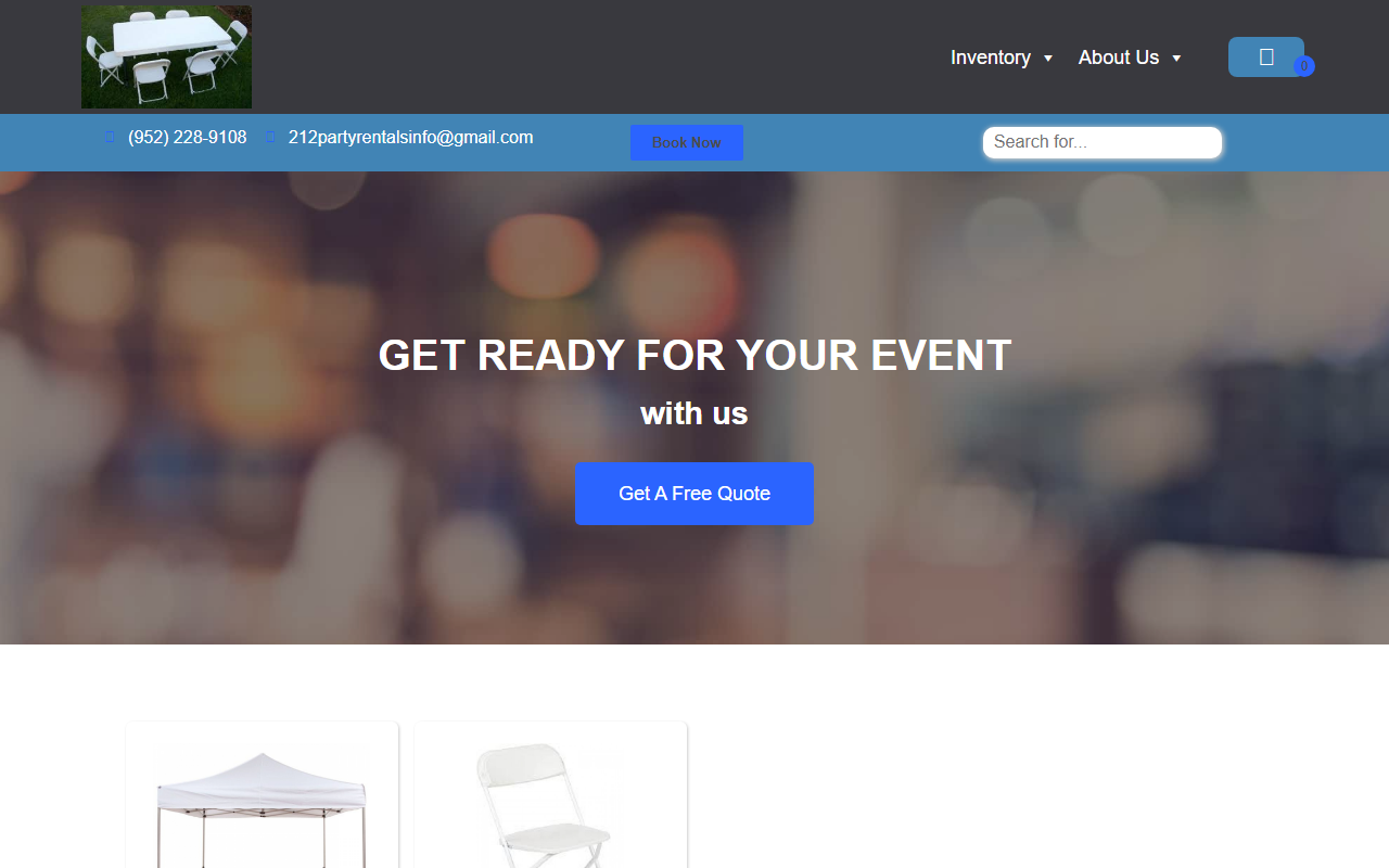 212partyrentals.com screenshot