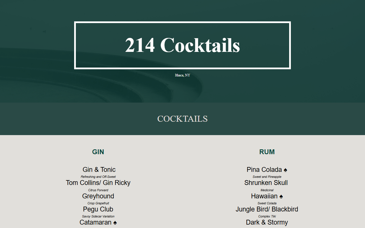 214cocktails.com screenshot