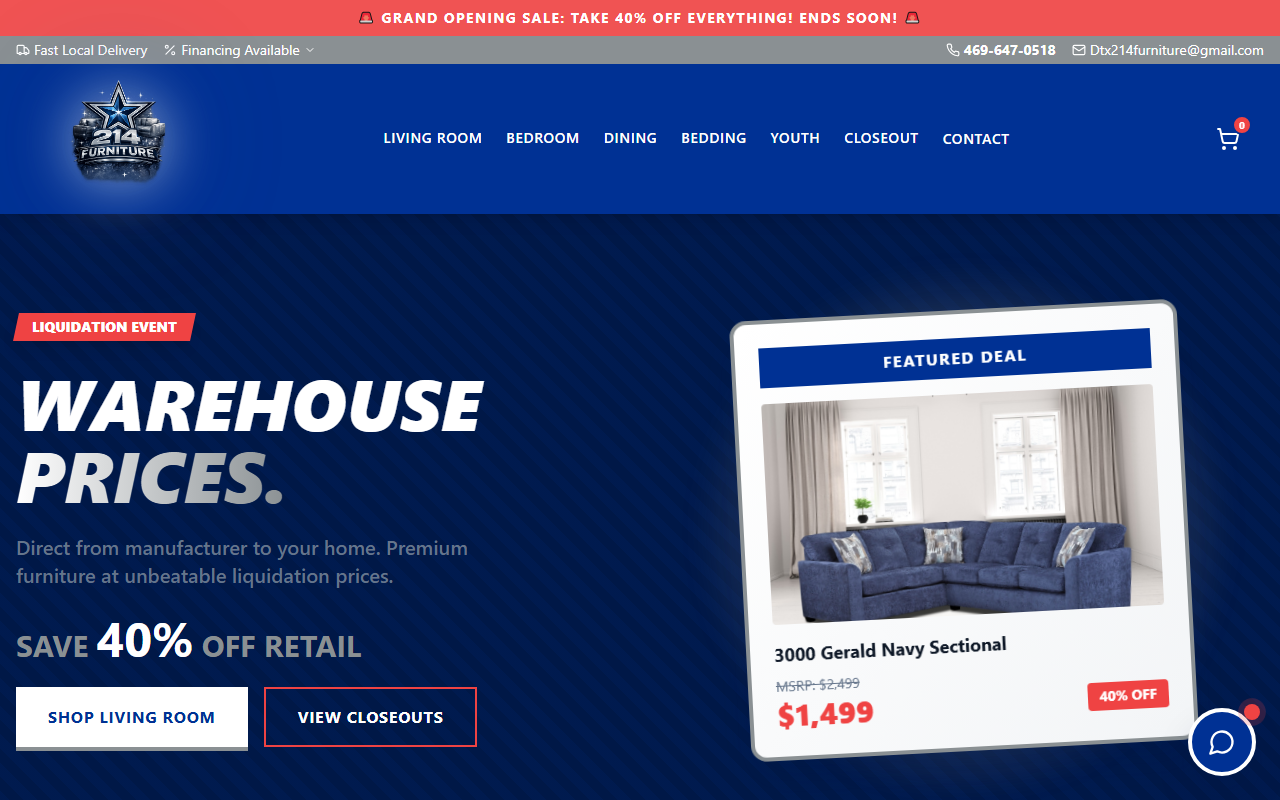 214furniture.com screenshot