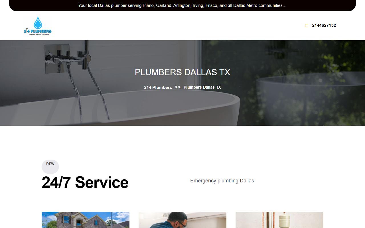 214plumbers.com screenshot