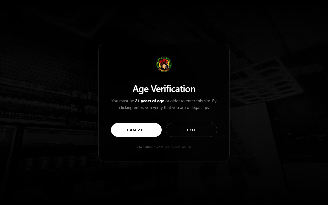 214smokevape.com screenshot