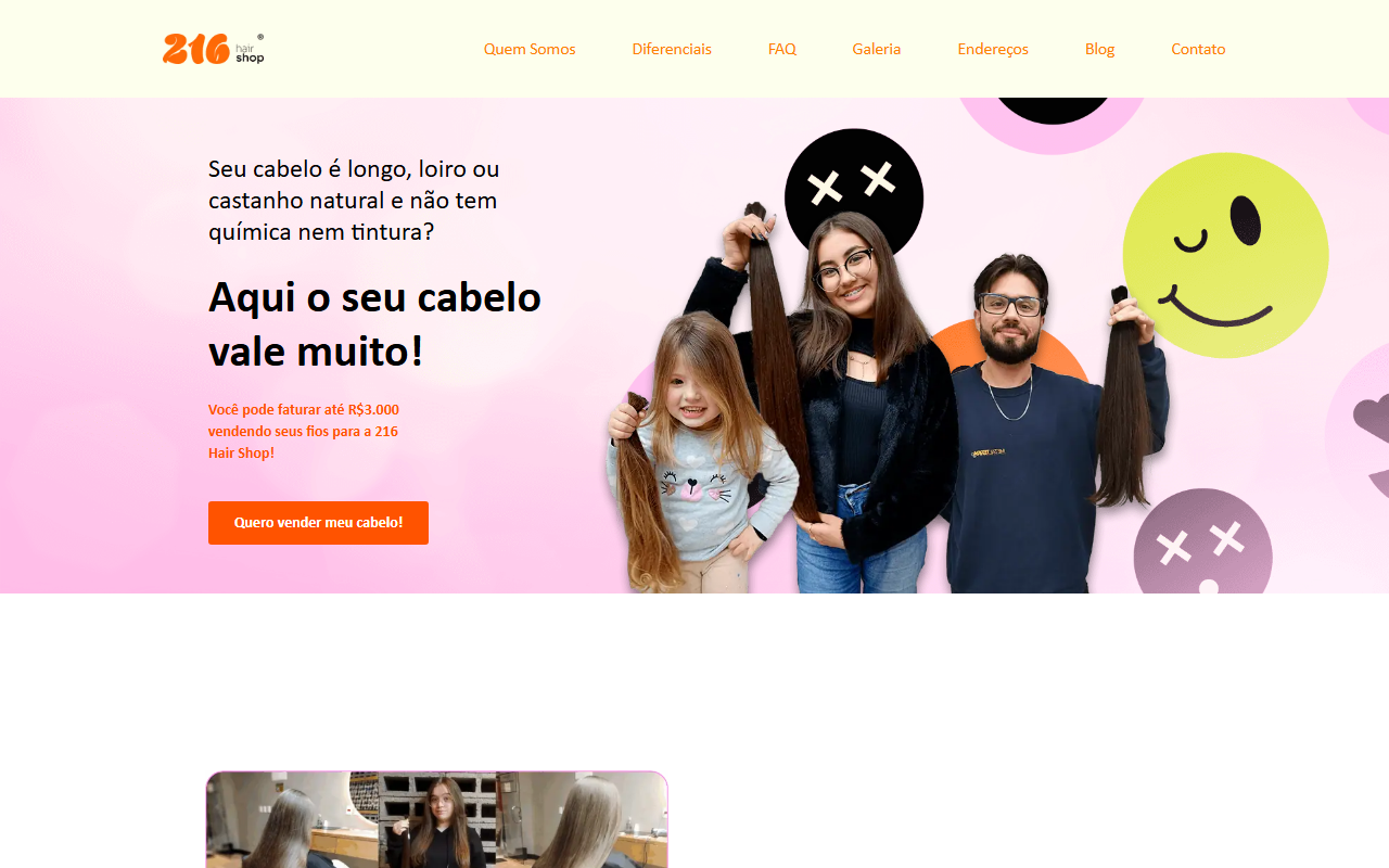 216hairshop.com screenshot