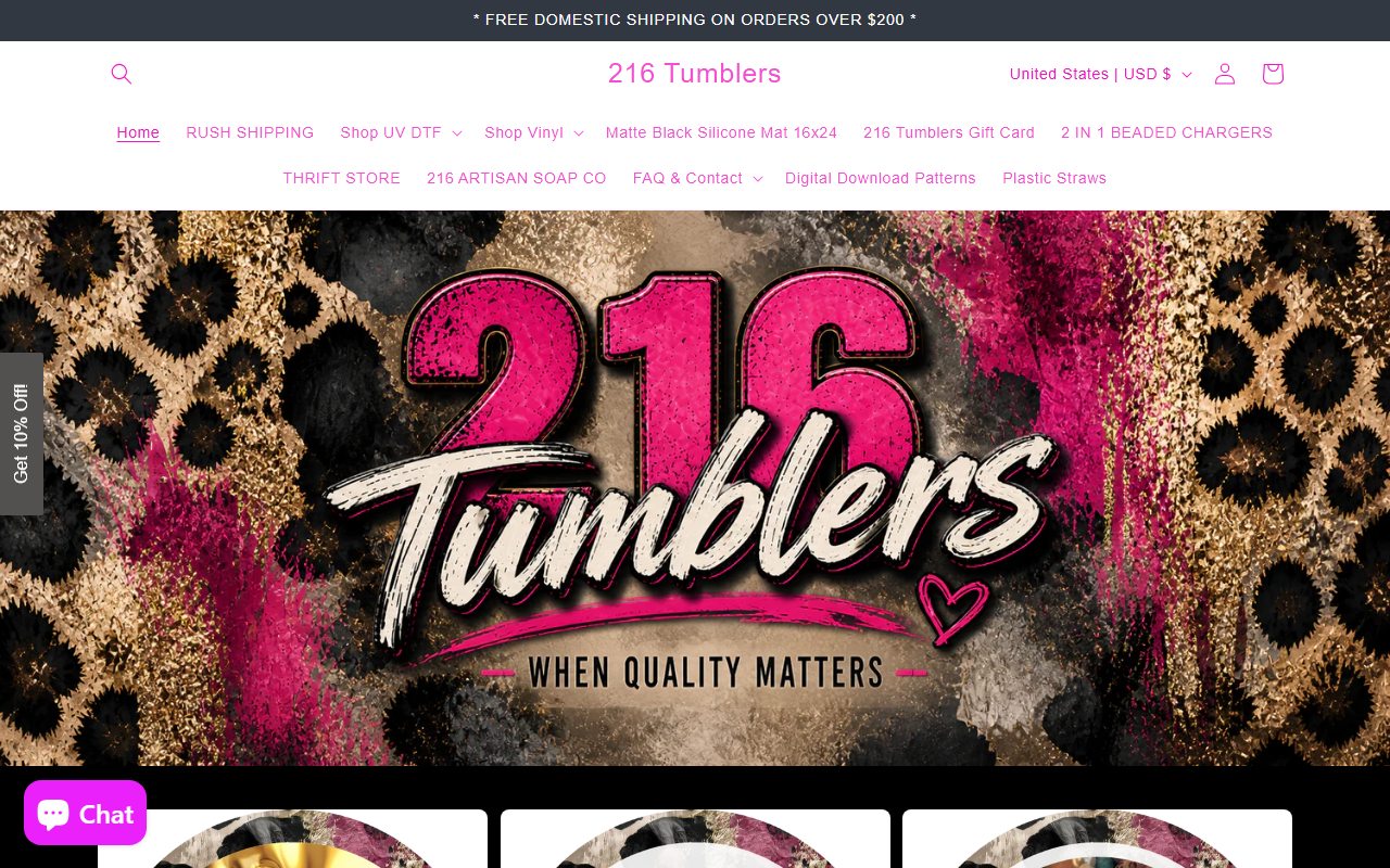 216tumblers.com screenshot