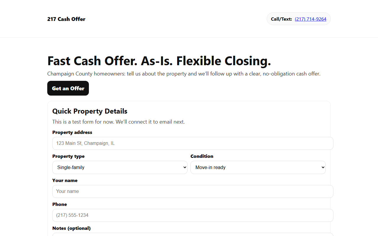 217cashoffer.com screenshot
