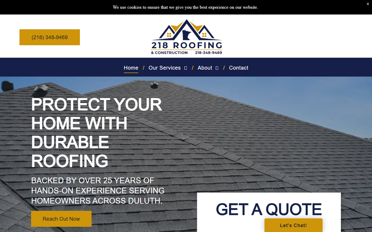 218roofing.com screenshot